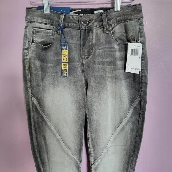 NWT Seven7 Washed Gray Mid Rise Luxury Skin Fit Legging Moto Skinny Jeans - Picture 2 of 16